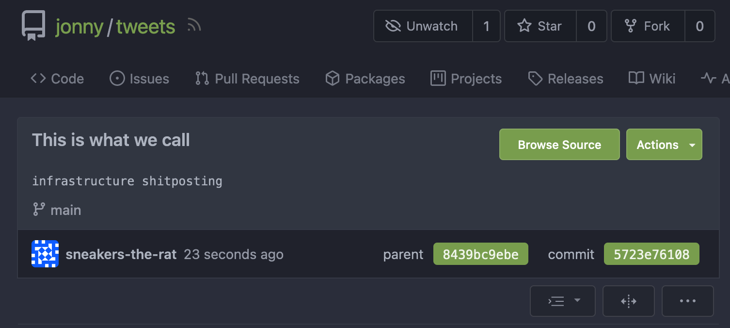 Post on git social: This is what we call infrastructure shitposting